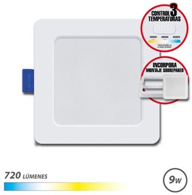 Elbat quadratisches Downlight 9w - 720lm -- 3-Temperaturwähler + Wallwasher - Farbe white