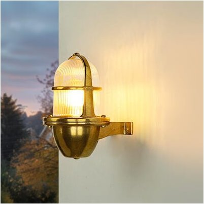 Licht-erlebnisse - Außenlampe Wand Messing massiv E27 Wandleuchte Garten Balkon