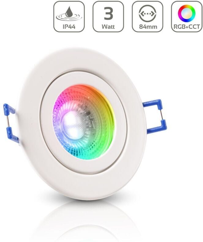 Einbauspot IP44 rund starr - Farbe: weiß - LED Leuchtmittel: GU10 5W RGB+CCT