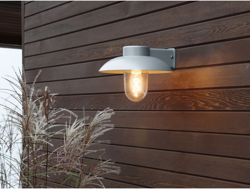 Konstsmide - Außenwandleuchte mani aus Aluminium Silbergrau & Klarglas, Höhe 21cm