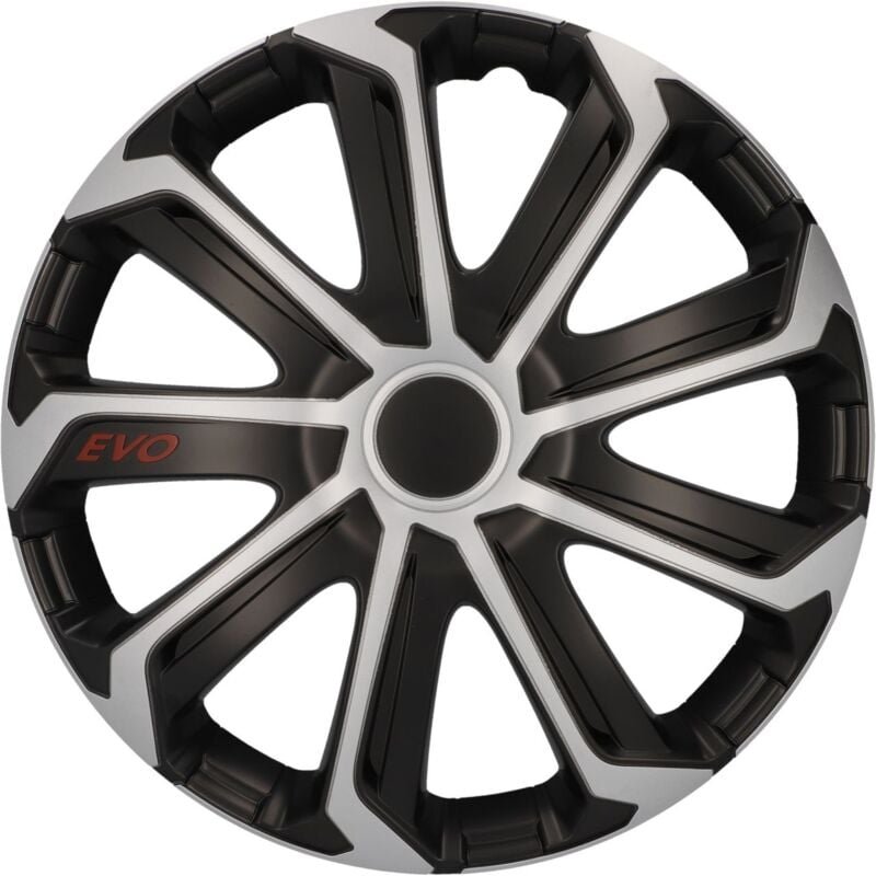 Radzierblende evo 38 cm (15 Zoll) silber schwarz 4 stück Radkappe - Cartrend