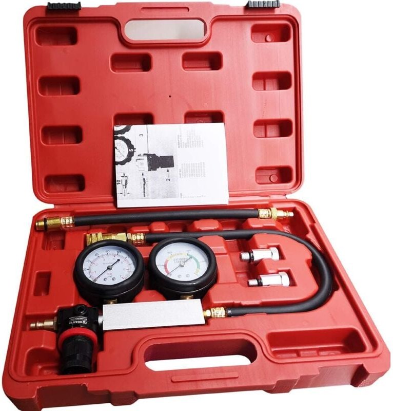 Zylinderlecktester, Kompressionstest-Kit – Motorzylinder-Dual-Gauge-Lecktester-Kit-Diagnosetool.