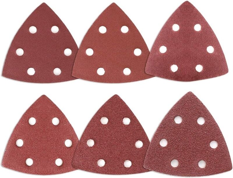 Delta Schleifdreiecke, 120 Stück, 6-Loch-Mixpack (je 20 Stück, Körnung 40/60/80/120/180/240), 90 x 90 x 90 mm Schleifpap...