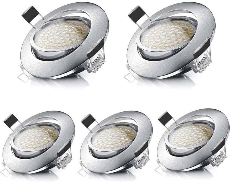 LED-Downlights, verstellbar, rund, 5 w, ultraflach, Warmweiß 3000 k, 470 lm, 230 v, IP44, Deckeneinbaubeleuchtung für Ba...