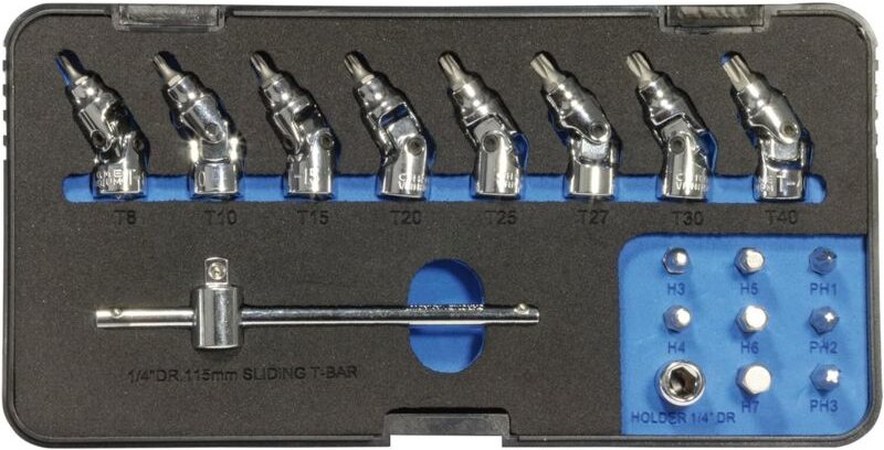 SW-Stahl Steckschlüsselsatz, T-Profil ohne Loch, S2 Stahl, 04462L