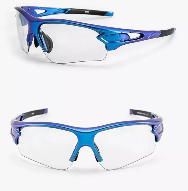 Photochrome Radbrille mit UV 400 Filter, blau
