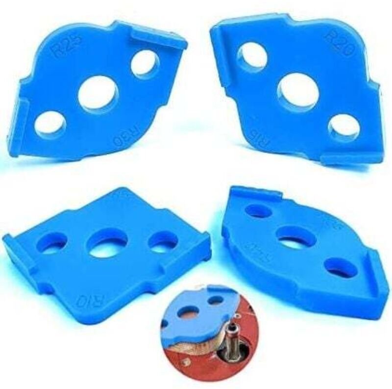 Set mit 4 Tischfrässchablonen, R5 - R40 Hobelschablone, Zubehör für Eckradiusfräsen, Halbkreis-Fräsführungsschablone (Bl...