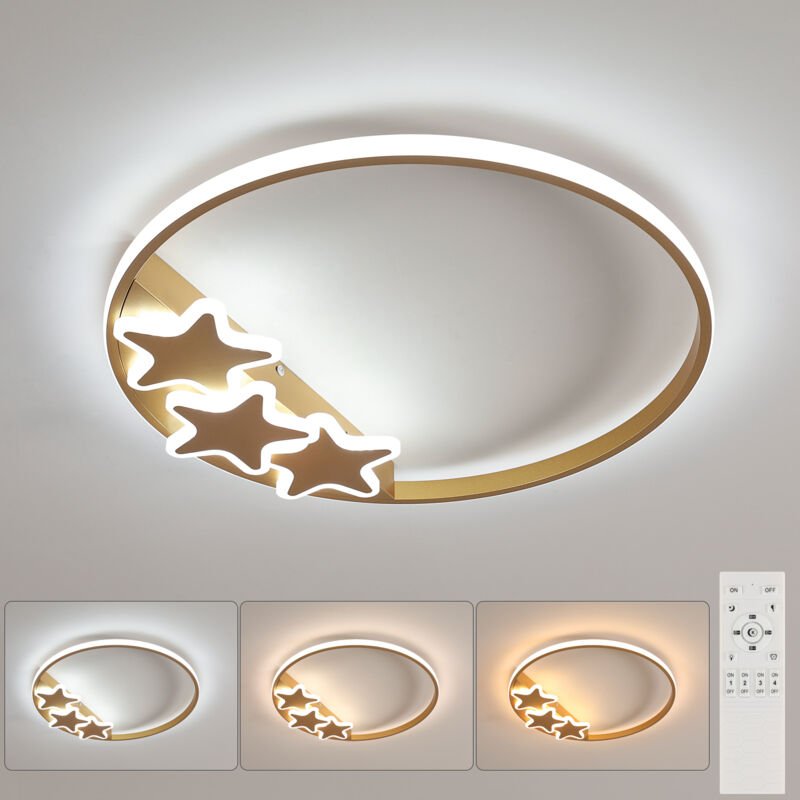 COMELY LED-Deckenleuchte „Gold Star Design“, 50 x 50 cm, 37 W, dimmbar (3000–6500 K), einstellbares warmweißes bis kaltw...