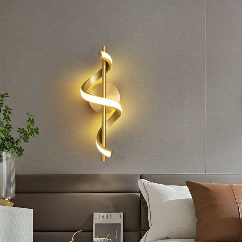 Modern led Wandleuchte Innen Wandlampe Golden Spiral Wandbeleuchtung Warmweißes Licht