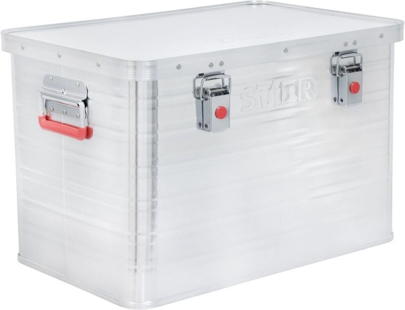 Alubox, Aluminiumbox 65L, Staub- und spritzwasserresistent mit Gummidichtung und 2 Klapphandgriffen, Alukiste mit Spannv...