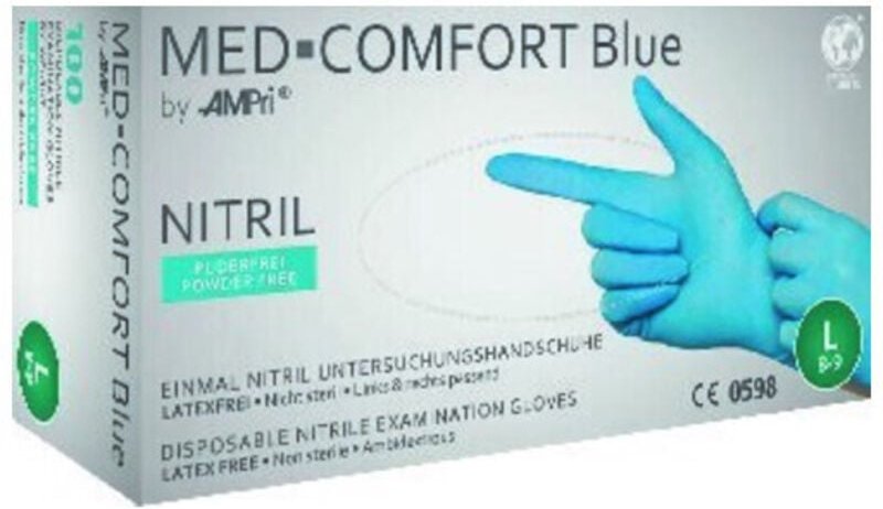 Einweghandschuhe Med Comfort Blue Größe l blau Nitril PSA-Kategorie iii en 21420, en 374, en 455