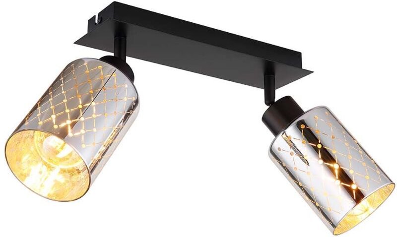 Deckenlampe Deckenleuchte Spotlampe beweglich Glas verchromt 2 flammig H 22 cm