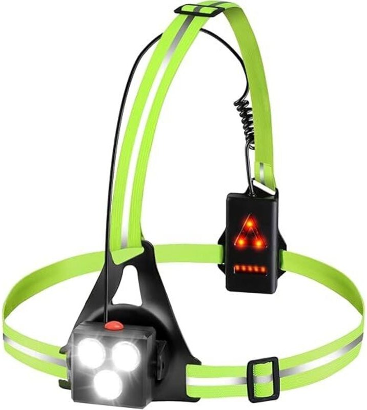 Lauflicht – USB wiederaufladbares LED-Brust-Lauflicht, 120° verstellbar, 500 Lumen, Lauflicht mit Reflektorstreifen für ...