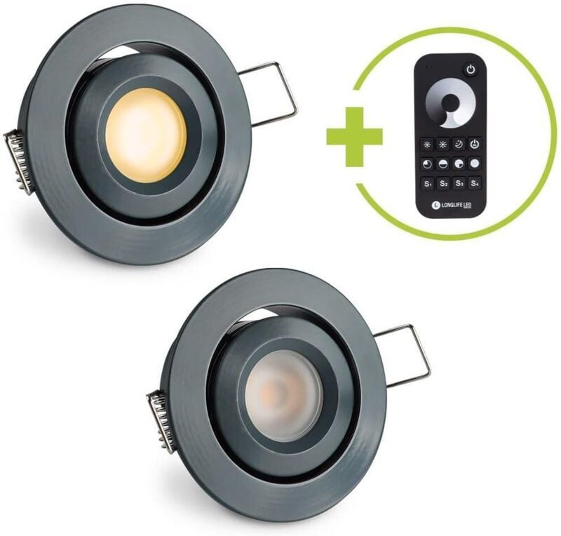 Einbaustrahler Mini schwenkbar Matera 3W 2700K IP44 - Farbe: anthrazit RAL 7016 - Anzahl: 2x