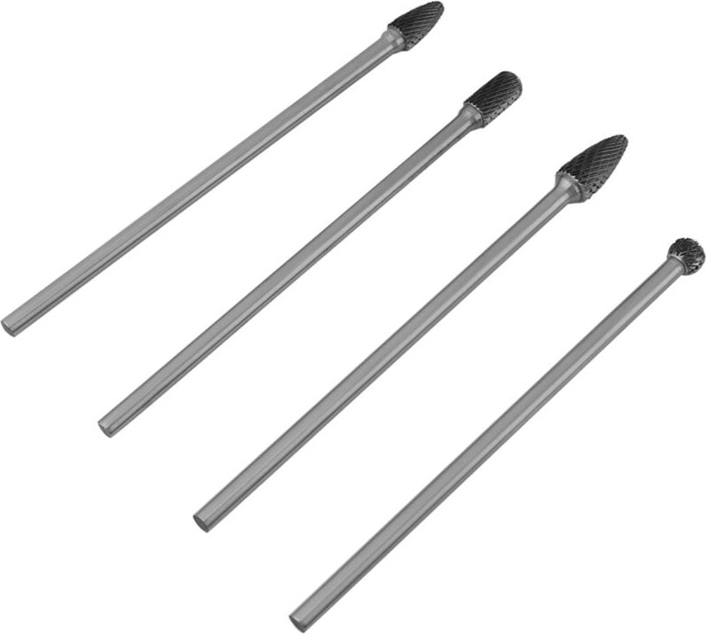 Zoternen - 4-teiliges Drehfeilen-Set aus Hartmetall, doppelseitiges Fräser-Set, Metallbearbeitungswerkzeug mit 6-mm-Scha...
