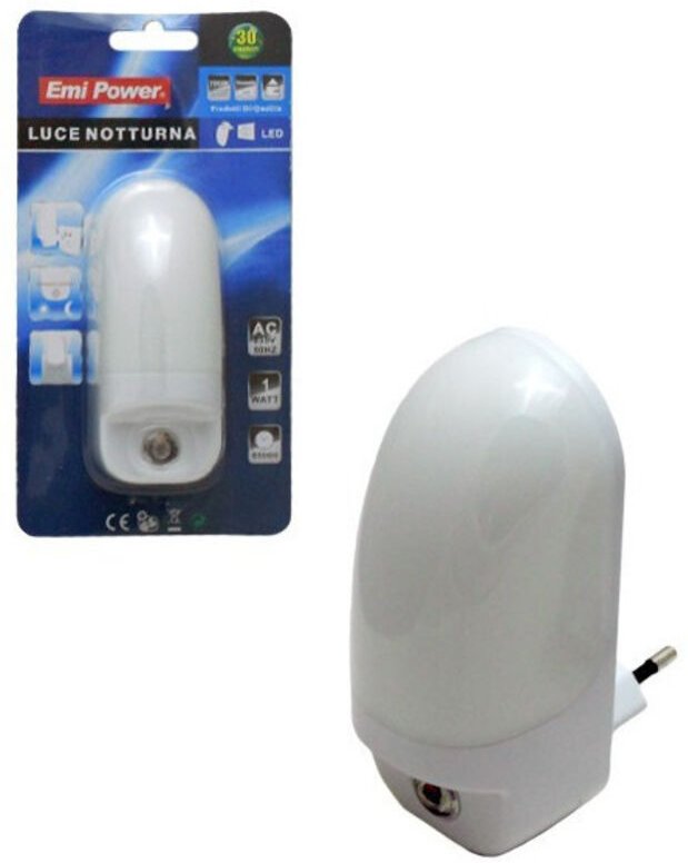 Trade Shop Traesio - Trade Shop - nachtlampe 1W nachtlicht mit ein-aus-schalter 6000 h 7000 k kalt -