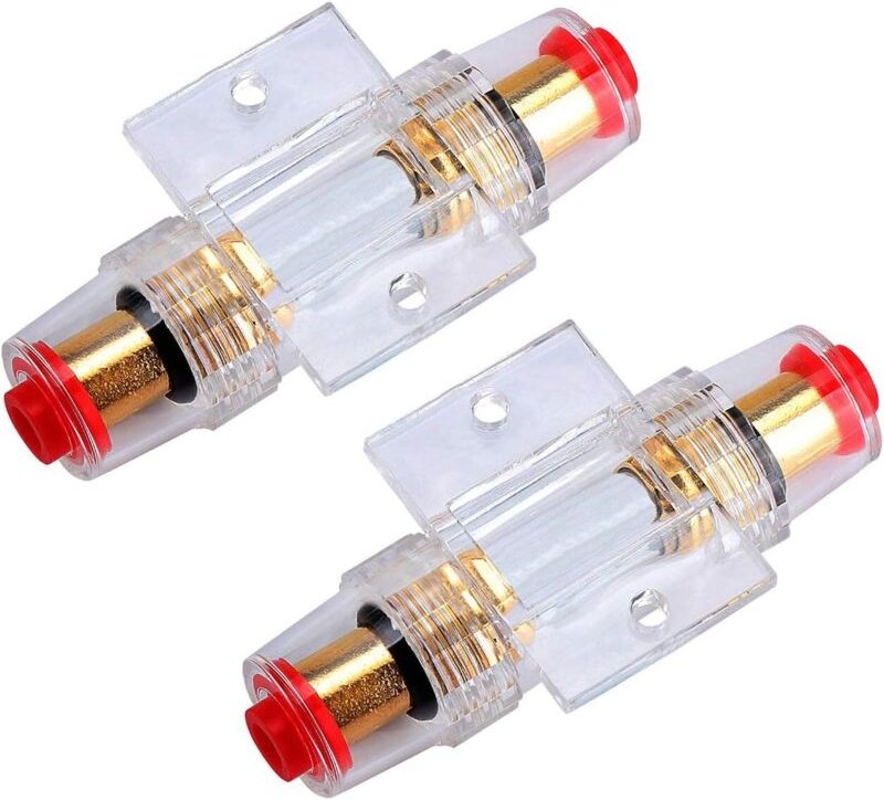 2 Stück AGU-Inline-Sicherungshalter mit 60A AGU-Sicherungen für Auto-Audio-Alarmanlagen-Verstärker-Kompressoren