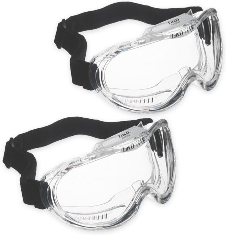 Set mit 2 Schutzbrillen – PSA-Norm EN 166 – Schutz vor Spritzern und mechanischen Gefahren – Antibeschlagbeschichtung