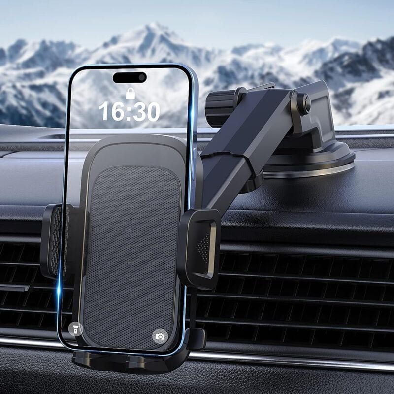 Supporto per telefono da auto, supporto per telefono da auto con rotazione a 360°, ventosa, supporto per telefono con ri...