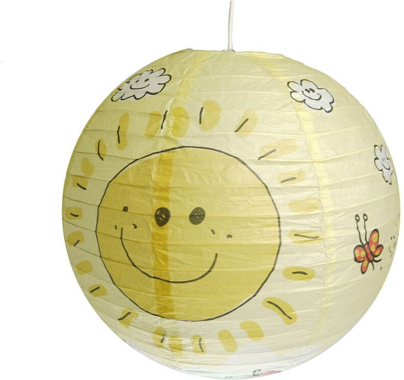 Niermann - Kinder Papierlampe sonnen Motiv Lampenschirm Ø40cm Pendelleuchte mit Aufhängung