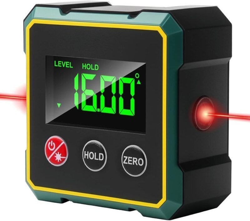 Digitaler Winkelmesser, digitale Wasserwaage mit LCD-Bildschirm, USB-wiederaufladbarer digitaler Winkelmesser für Holzbe...