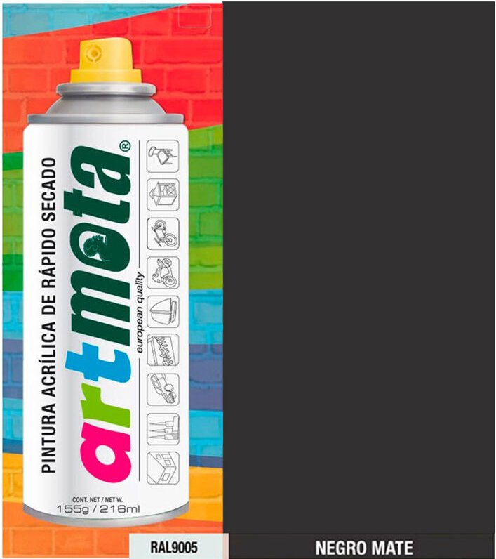 Mota Herramientas - Mattschwarz Spray RAL9005, 216ml Mota Werkzeuge 39901