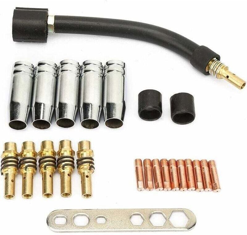 24 Stück 0,8 Kontaktspitze MIG-Schweißkontaktschweißgerät Schweißverbrauchsmaterial-Kit Kompatibel mit Binzel 15AK Schwe...