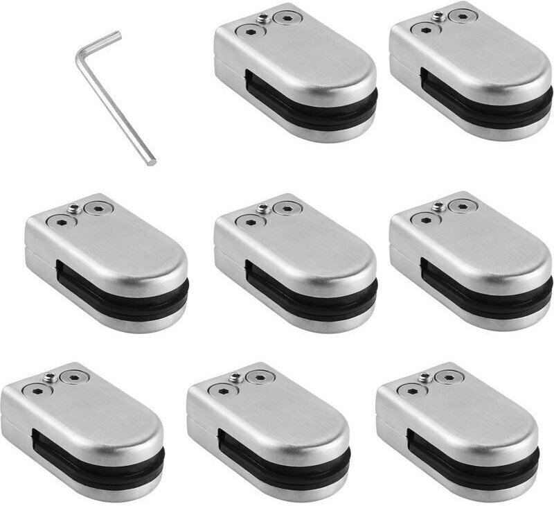 Ineasicer 8 Stück Glasklemmen 6-8 mm Glashalterclips aus Edelstahl 304, verstellbare Glashalterung für Balustraden, Trep...