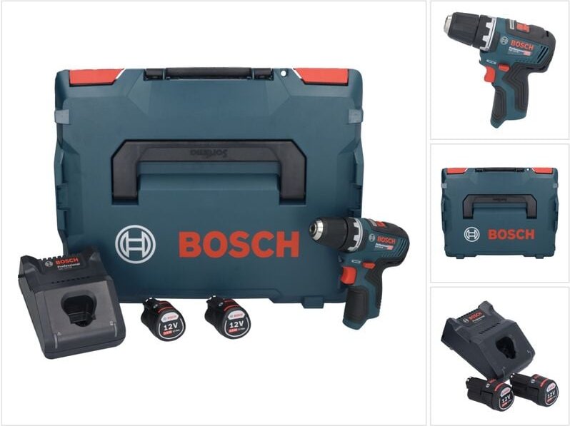Bosch gsr 12V-35 Professional Akku Bohrschrauber 12 v 35 Nm Brushless + 2x Akku 2,0 Ah + Ladegerät + L-Boxx