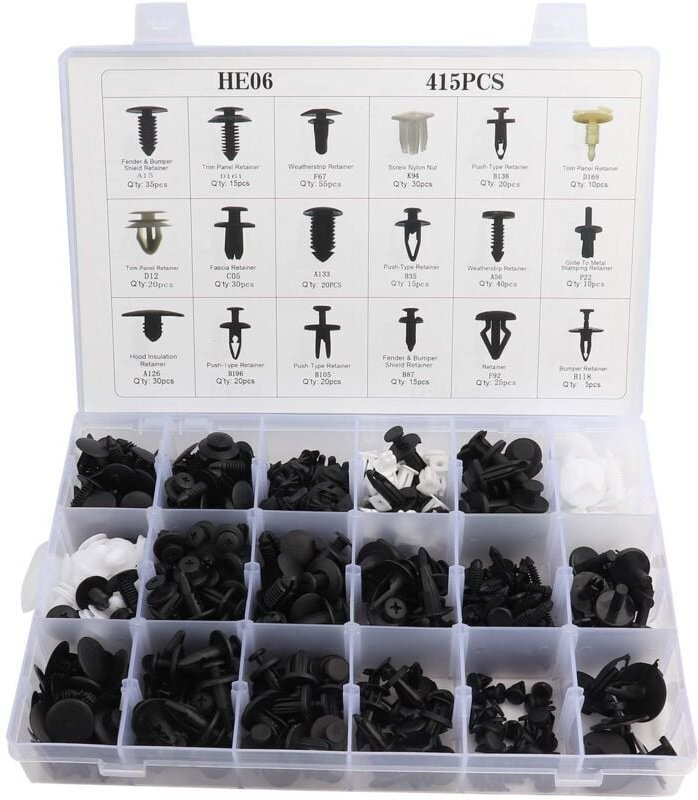 ZVD - 415 Pièces Clips en Plastique pour Voiture, Garniture de Panneau et Attaches avec Boîte de Rangement