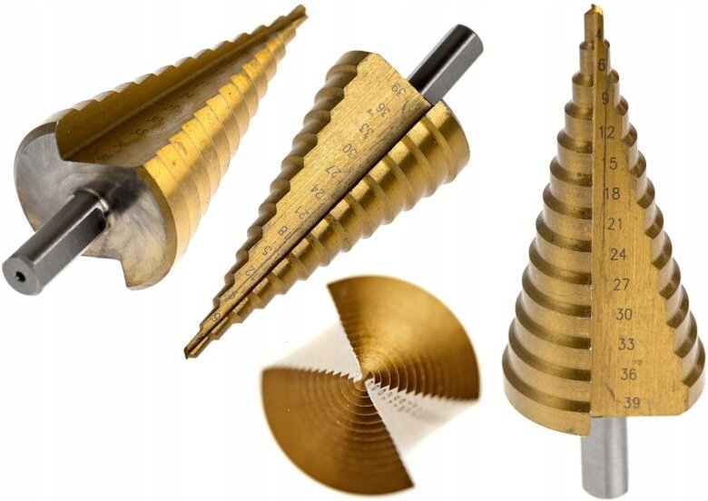 Weihnachtsbaum-Stufenbohrer konisch HSS Titan 4-39 mm