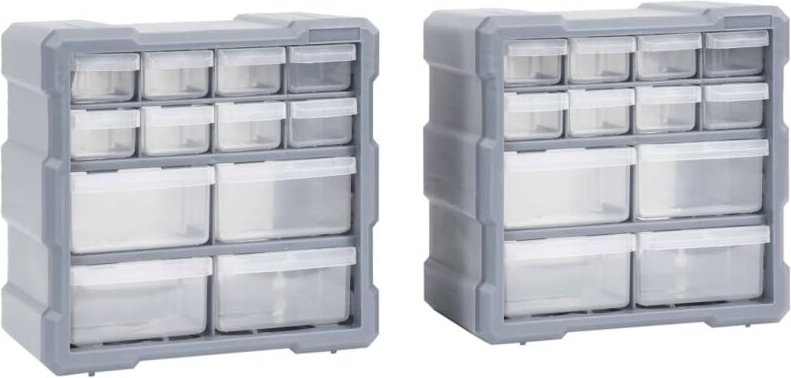 Multi-Schubladen-Organizer 2 Stk. 12 Schubladen 26,5x16x26 cm Vidaxl