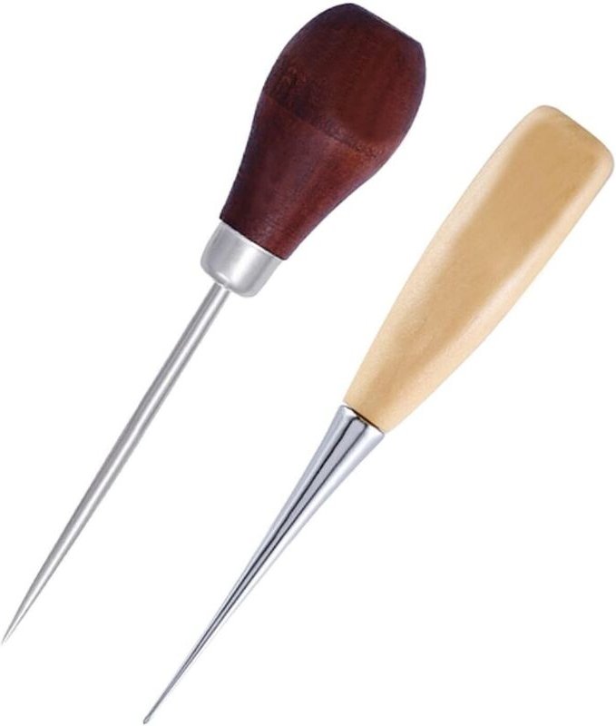 2 Stück runde Ledernähmaschine mit Holzgriff, Kürbisform, Stanzwerkzeug, DIY-Lederstanzer, Handnähwerkzeug, INHHUB