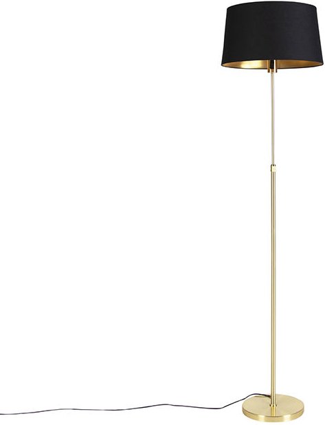 Stehleuchte gold / messing mit schwarzem Schirm verstellbar 45 cm - Parte