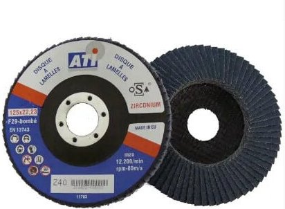 Gekrümmte Zirkonia-Lamellenschleifscheibe, 125 mm, Korngröße: 60.