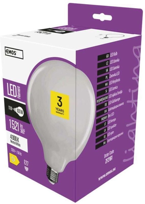 LED-Glühbirne Classic Globe E27 neutralweiß 11 W, 17,2x12,5 cm