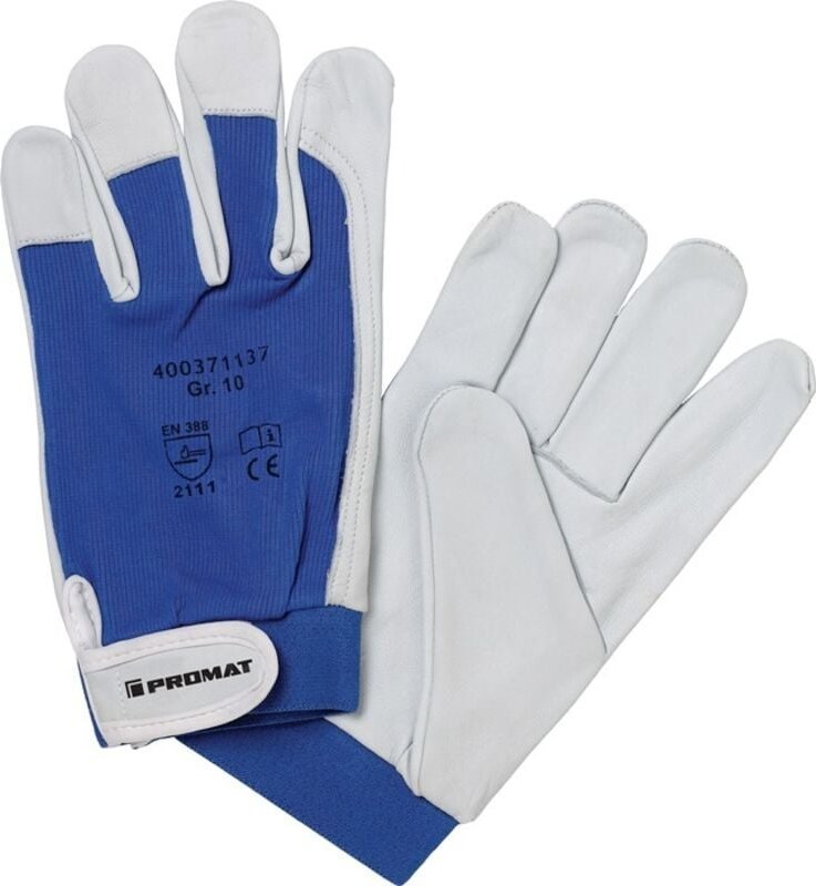 Nordwest Handel Ag - promat Handschuhe Donau Gr.8 natur/blau Nappaleder en 388 Kategorie ii
