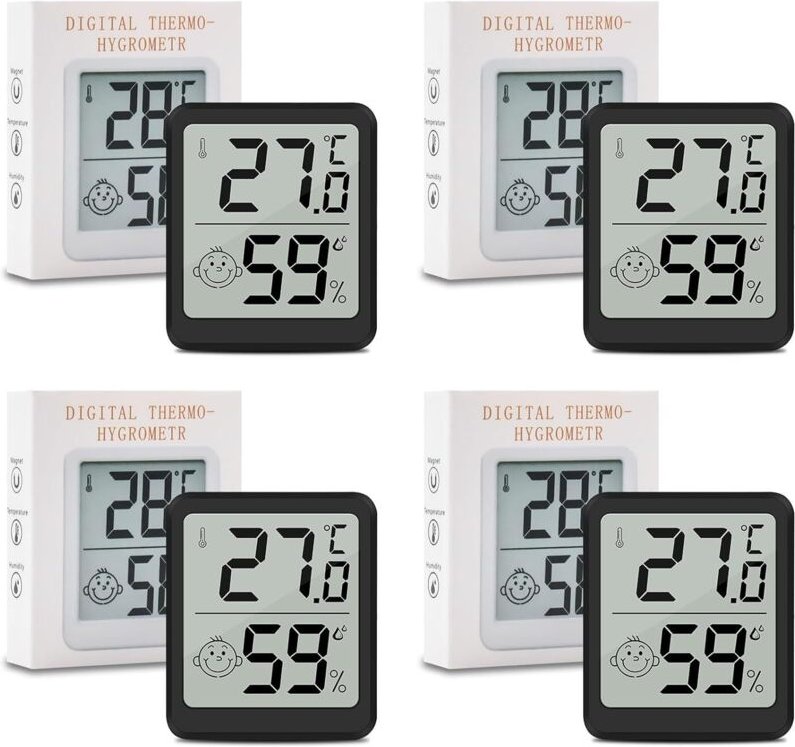 Mini-Digitalthermometer-Set für Zuhause, LCD-Display mit Hygrometer, präzises Wandthermometer für Babyzimmer, Growzelt u...
