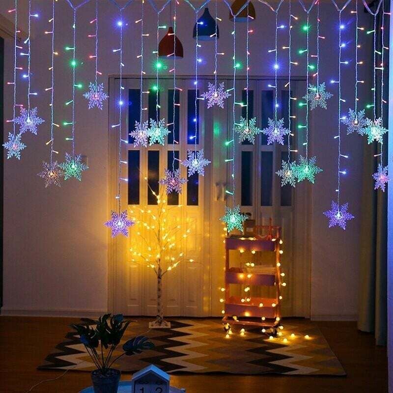 Thumbnail - Vorhanglicht, LED-Lichterkette, Lichterkette, LED-Lichterschlauch, Sternen-LED-Lichter, 4 m, 96 LEDs, Lichterkette, LED-...