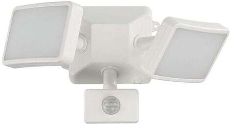 Weißer LED-Fluter mit einstellbarem Bewegungssensor, Doppelkopf-LED-Außenstrahler, wasserdicht IP54, 1200 lm, 6500 k Tag...