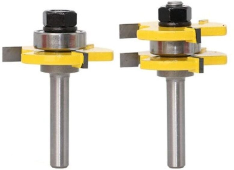 Aougo - Nut- und Federfräser-Set, 3 Nuten, 8 mm Schaft, T-Form, Holzfräser, Holzbearbeitungswerkzeuge