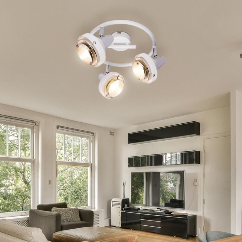 Thumbnail - Globo - Deckenlampe Deckenleuchte Wohnzimmerlampe Esstischleuchte chrom verstellbar, Metall chrom weiß, Fassungen 3x E14...