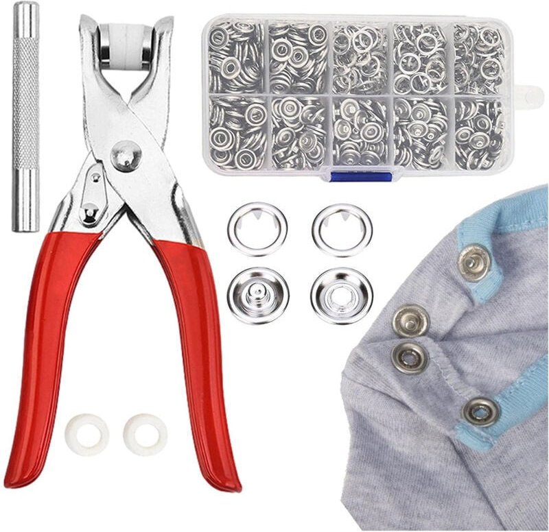 Verdicktes Metall-Druckknopf-Set mit 100 Knöpfen, 9,5 mm Zangenwerkzeug für Kleidung, Taschennähzubehör