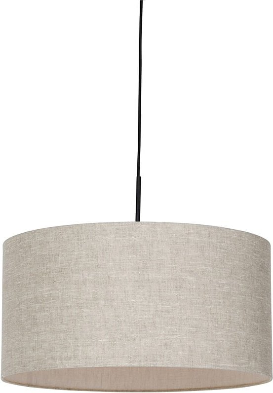 Ländliche Hängelampe schwarz mit beigem Schirm 50 cm - Combi 1