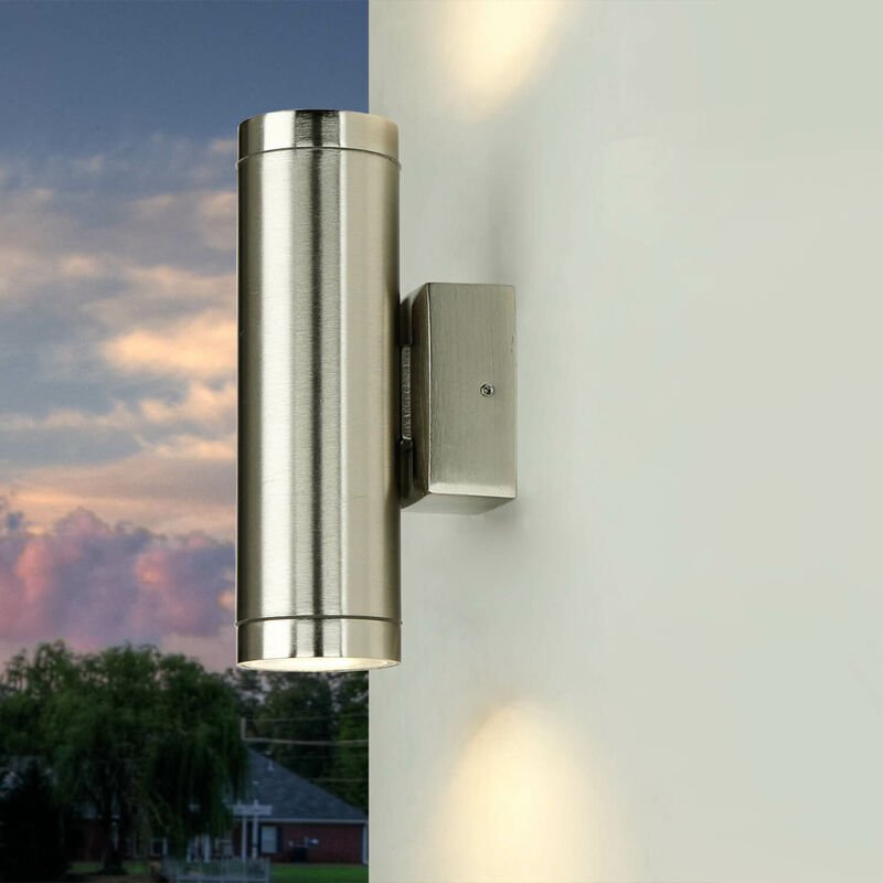 Up Down Wandlampe außen Messing massiv 2x GU10 IP64 Außenleuchte Fassadenstrahler