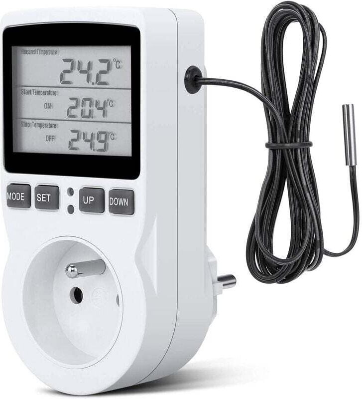 Digitaler Temperaturregler Heizung Kühlung Thermostat Steckdose 230V LCD Temperaturregler für Gewächshaus Farm Temperatu...