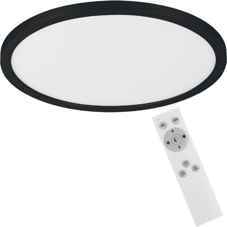 Led Deckenleuchte Campaspero, dimmbare Deckenlampe mit Fernbedienung, runde Deckenbeleuchtung aus Kunststoff in weiß und...