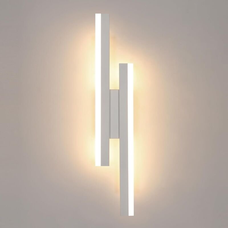 Thumbnail - Acryl-LED-Wandleuchte, nordisches Design, weiß, 40 x 9,5 x 4 cm, 16 w, dreifarbiges Licht, für moderne Räume - Goeco