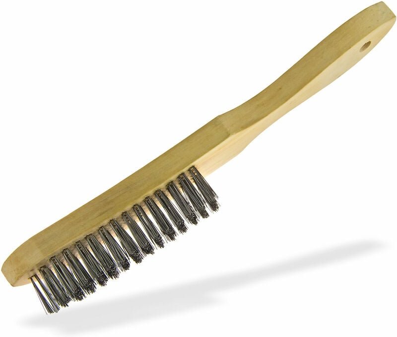 Stahldrahtbürste Stahl Drahtbürste mit Holzgriff Stahlborsten Bürste 5-reihig