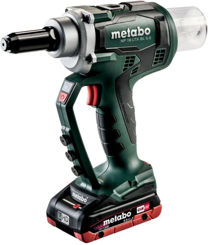 Metabo - Akku-Blindnietpistole np 18 ltx bl 5.0 x 145 l, 18V 2x4Ah LiHD + asc 55
